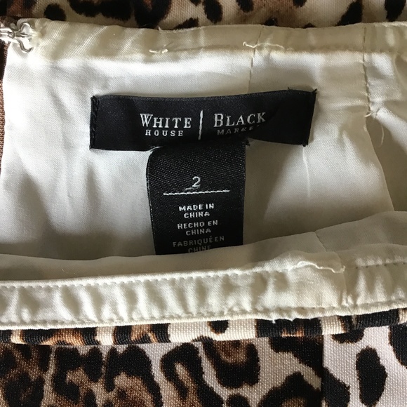 WHBM size 2 animal print pencil skirt in cream bla - Picture 7 of 7